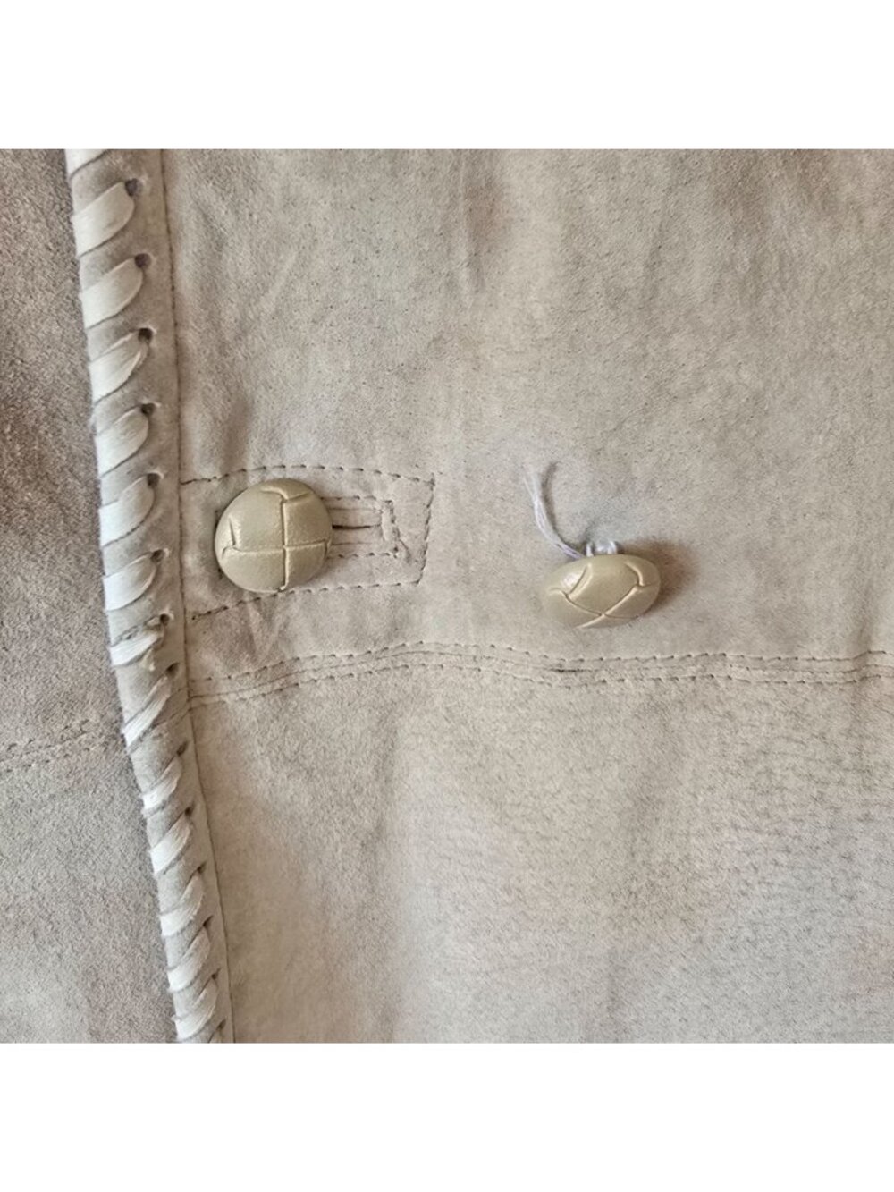 Weathervane Vintage Suede Leather Coat Med Hooded Fleece Western Cowgirl Jacket - Picture 5 of 12